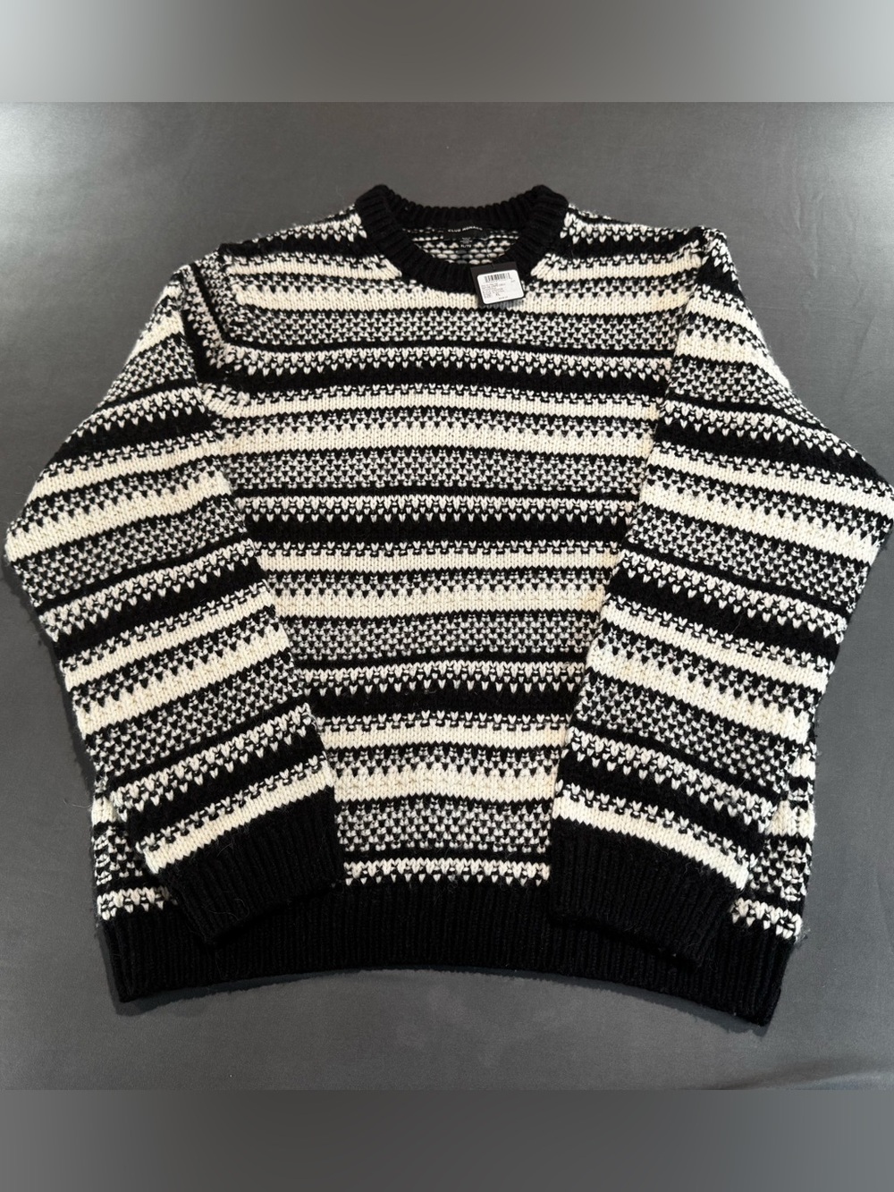 Club Monaco NWT Wool Alpaca Sweater XL Black White Stripe